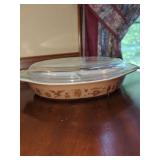 Pyrex Early American Divided Casserole Dish with Lid