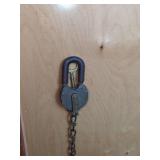 Yale Padlock with Attached Chain and Key