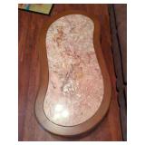 Kidney-Shaped Coffee Table with Inset Marble Top