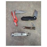 Assorted Folding and Utility Knives, Set of Four