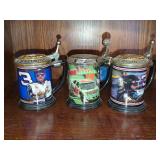 Three NASCAR Franklin Mint Decorative Tankards