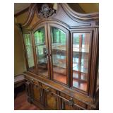 Traditional Style Wood China Cabinet with Glass Shelving and Interior Lighting