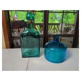 Two-Piece Blue Glass Decanter and Vessel Set