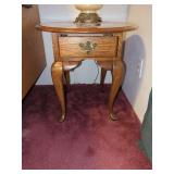 Broyhill Oak Side Table with Single Drawer