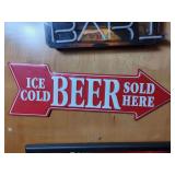 Ice Cold Beer Sold Here Metal Arrow Sign