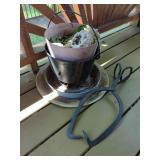 Cast Iron Cauldron with Ice Tongs and Geode Specimens