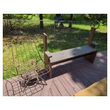 Metal Wire Frame Chair and Painted Wood Bench