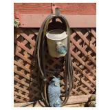 Garden Watering Can, Hose, and Owl Decoy Set