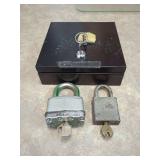 Lockbox with Two Padlocks and Keys