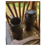 Pair of Metal Milk Cans with Scroll Feet