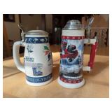 Two Anheuser-Busch Ceramic Beer Steins, Olympic Winter Games and Hendrickson Trucking