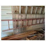 Red Painted Wooden Straight Ladder