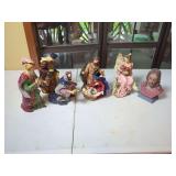 Resin Nativity Figurine Set with Decorative Bust