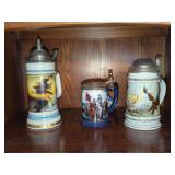Three Decorative Commemorative Tankards