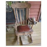 Wooden Spindle-Back Rocking Chair with Padded Seat