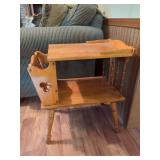 Spindle-Leg Side Table with Integrated Magazine Rack