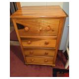 Four-Drawer Pine Chest with Turned Wood Knobs