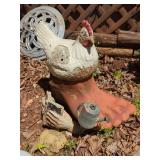 Ceramic and Terracotta Garden Sculpture with Planter