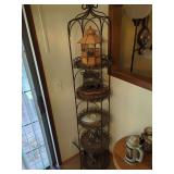 Five-Tier Wrought Iron Display Stand with Assorted Decorative Items