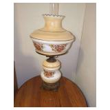 Floral Pattern Hurricane Table Lamp with Glass Shade