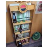Red Wing Shoe Company Display Rack with Assorted Glass Bottles