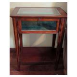 Wood Display Table with Glass Top and Front Panel