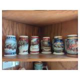 Six Anheuser-Busch Budweiser Holiday Steins