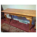 Oak Console Table with Scalloped Apron