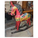Carved Wood Rocking Horse Figure