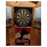 Marlboro Country Store Dartboard Cabinet with Accudart Proline Board and Darts
