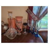 Assorted Glassware and Terracotta Wine Coolers