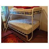 White Tubular Metal Bunk Bed Frame with Ladder