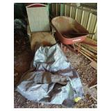 True Temper Wheelbarrow, Folding Chair, and Tarp