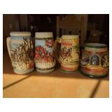 Four Anheuser-Busch Budweiser Ceramic Beer Steins