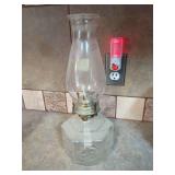 Clear Glass Oil Lamp with Embossed Hexagonal Base