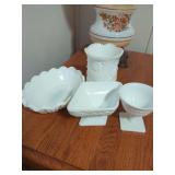 White Milk Glass Decorative Vessels