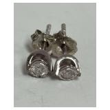 Sterling Silver Diamond Stud Earrings