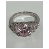 Ryze Sterling Silver Pink Crystal and Cubic Zirconia Ring Size 6