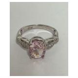 Sterling Silver Pink Cubic Zirconia Ring Size 6.5