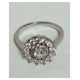 Sterling Silver Cubic Zirconia Cluster Ring Size 5