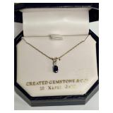 10K Gold Created Gemstone and Cubic Zirconia Pendant Necklace