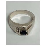 Seta Sterling Silver Sapphire and White Stone Ring Size 11.5