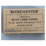 Winchester 7.62x51mm M118 Long Range 175 Grain BTHP Ammunition