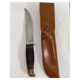 Boker Tree Brand Model 192 Fixed Blade Hunting Knife with Leather Sheath