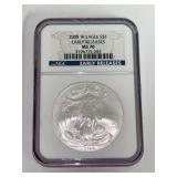 2008 W American Silver Eagle Dollar NGC MS70 Early Releases