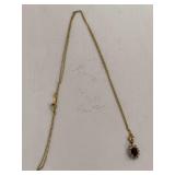 10KT Gold Chain Necklace with Ruby and Diamond Pendant