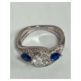 Sterling Silver Three-Stone Cubic Zirconia Ring Size 5