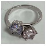 Sterling Silver Dual-Stone Ring Size 8