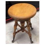 Wooden Swivel Stool with Ball and Claw Feet