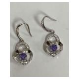Sterling Silver Purple Galaxy and White Frost Cubic Zirconia Drop Earrings